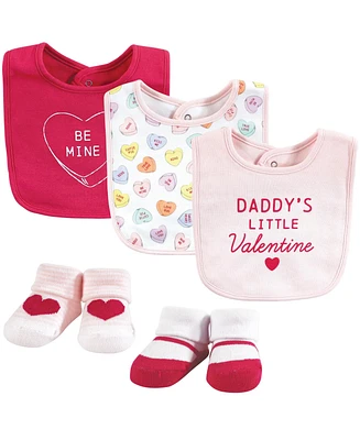 Hudson Baby Girls 5Pk Bibs and Socks Set