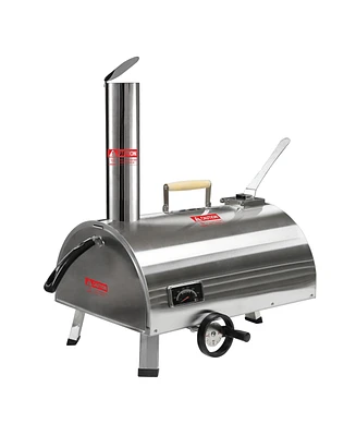 Outdoor 12" Stainless Steel Rotatable Pizza Oven with Thermometer & Carry Bag