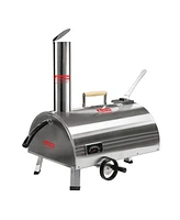 Outdoor 12" Stainless Steel Rotatable Pizza Oven with Thermometer & Carry Bag