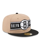 New Era Men's Tan/Black Brooklyn Nets 2024 Nba Draft 59FIFTY Fitted Hat
