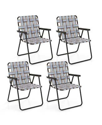 2PCS Folding Beach Chair Camping Lawn Webbing Lightweight 1 Position