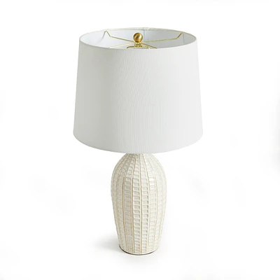 24.5" Nadia 100W White Modern Premium Ceramic Lamp w/ Fabric Shade