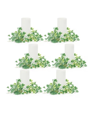 Mixed Ivy Candle Rings for Elegant Table Decor (Set of 6)