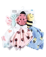 Hudson Baby Girls Animal Face Security Blanket, Butterfly 3-Pack, One