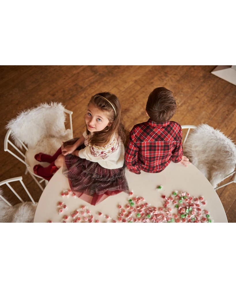 Deux par Deux Toddler Girls Glittering Tulle Skirt Red Plaid - Toddler|Child