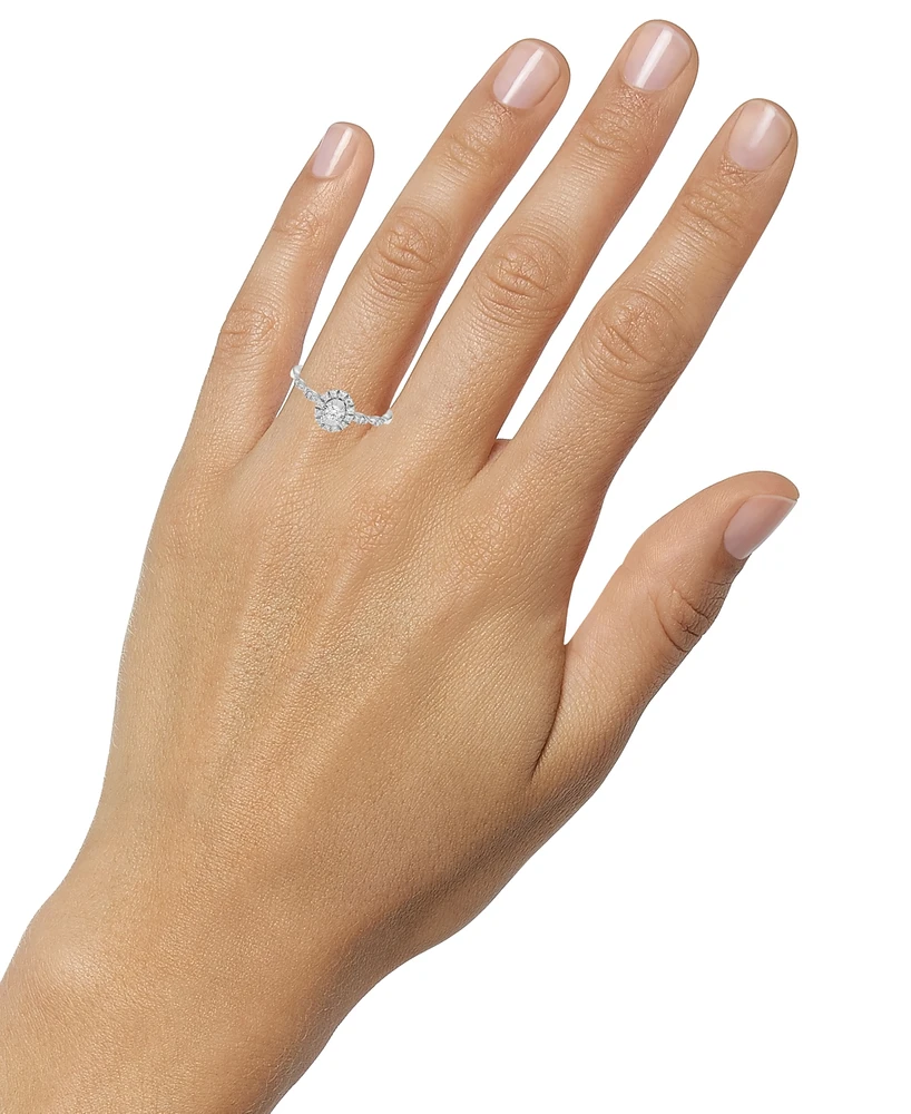 Diamond Halo Engagement Ring (1/4 ct. t.w.) in 14k White Gold