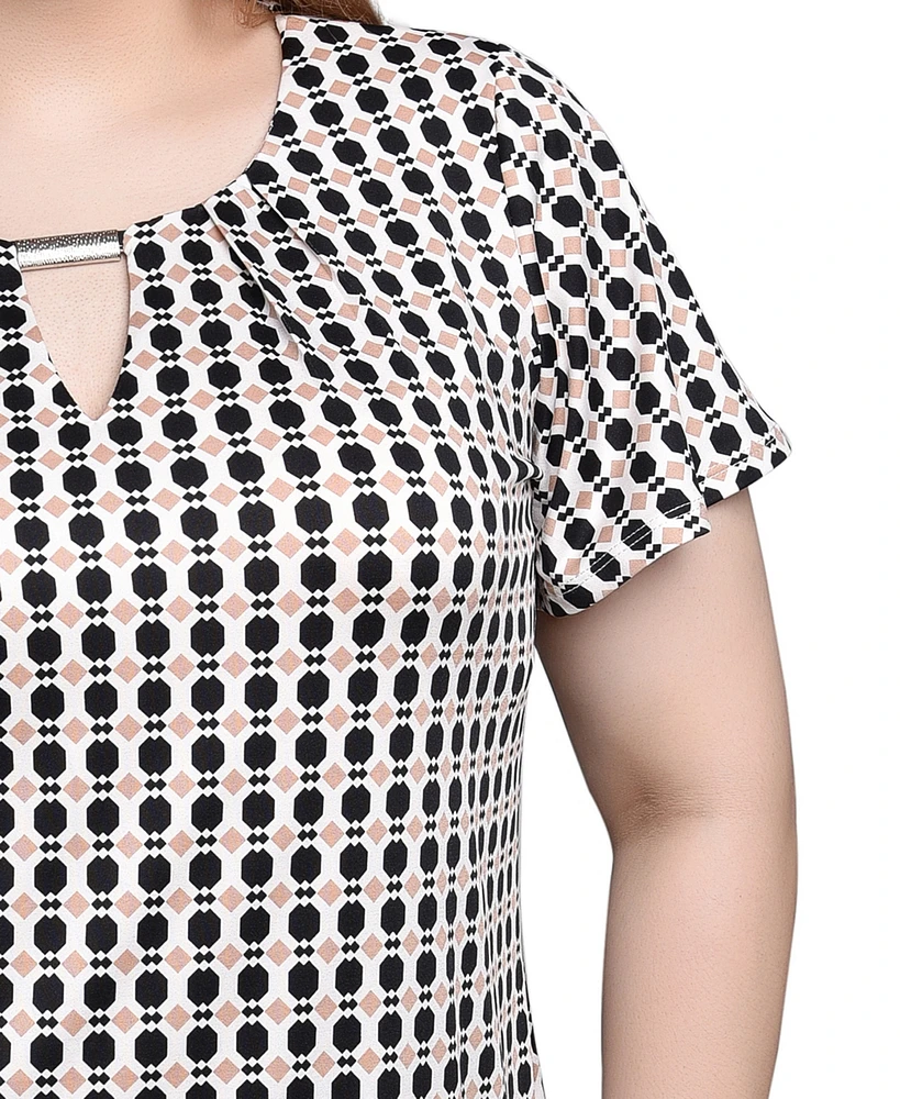 Ny Collection Short Sleeve Top with Hardware