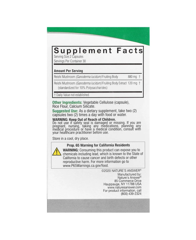 Nature's Answer Reishi 1 000 mg