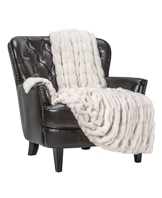 Chanasya Premium Ruched Faux Fur Throw Blanket - Luxurious, Soft Reversible Mink 92" x 85 (Queen Size) Dark Gray