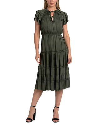 Sam Edelman Women's Ruffle Flutter-Sleeve Midi Dress