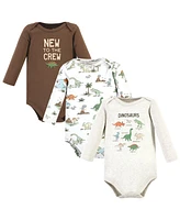Hudson Baby Boys Unisex Essential Long-Sleeve Cotton Bodysuit Triple Set