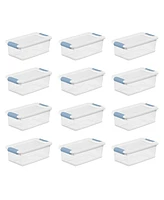 Sterilite 6 Qt. Plastic Stackable Storage Box with Latching Lid, Clear (12 Pack)
