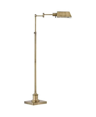 Jenson Traditional Farmhouse Metal Adjustable Pharmacy Floor Lamp Swing Arm 54" Tall Aged Brass Metal Shade Standing Pole Light for Living Room R