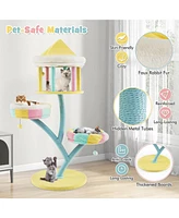 Multi-Layer Cat Tree Cat Tower with Open Condo 2 Removable Perches Dangling Balls