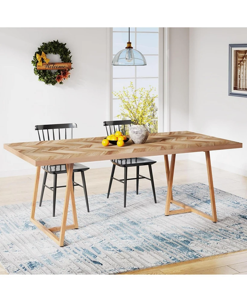 Tribesigns Farmhouse Dining Table for 6 to 8, 70.9 Inch Rectangular Wood Kitchen Table with Heavy Duty Wooden Legs, Industrial Dinner Table for Dining