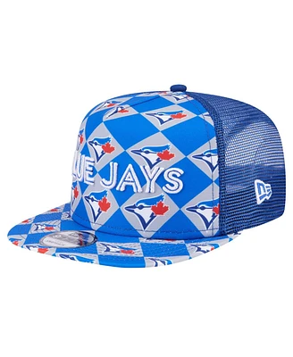New Era Men's Royal Toronto Blue Jays Seeing Diamonds A-Frame Trucker 9FIFTY Snapback Hat