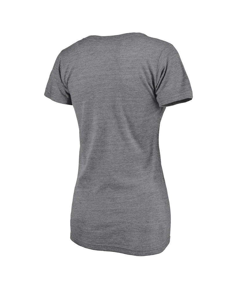 Fanatics Women's Heather Gray UConn Huskies 2024 Ncaa Men's Basketball National Champions Specific V-Neck T-Shirt