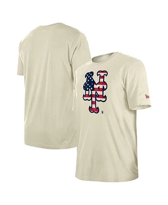New Era Men's Cream New York Mets 4th of July Flag Fill T-Shirt