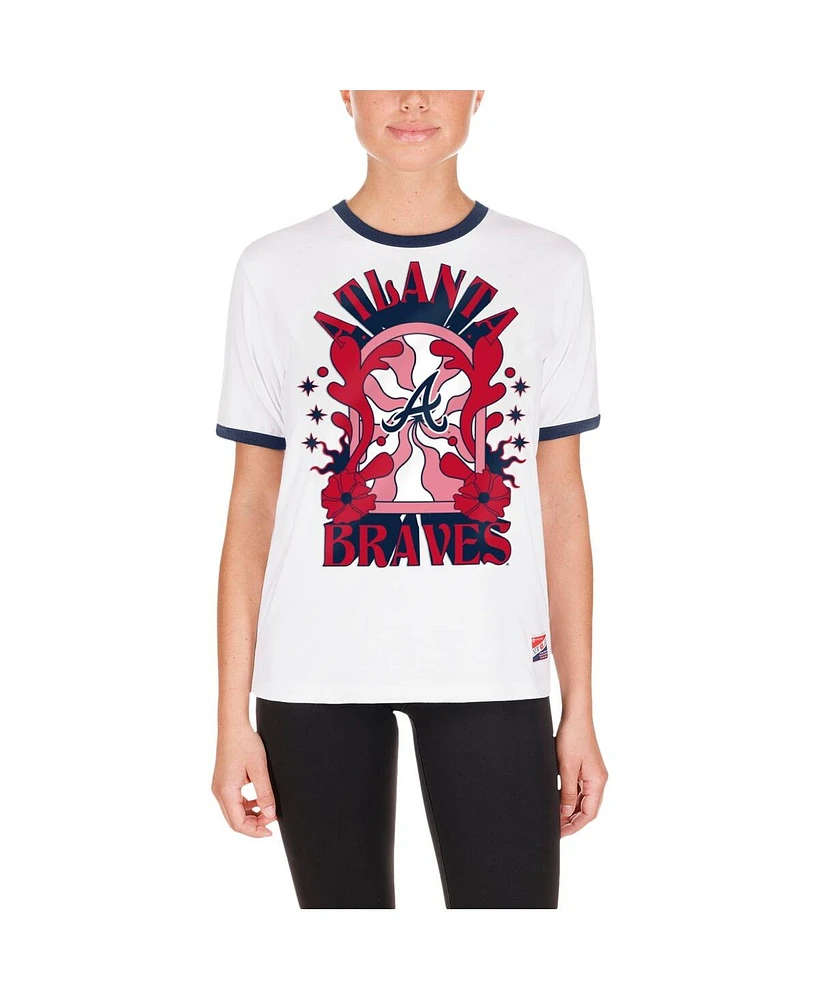 New Era Women's White Atlanta Braves Oversized Ringer T-Shirt
