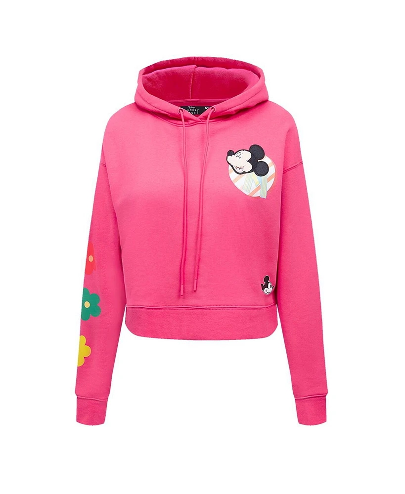 Freeze Max Women's Purple Mickey Friends Oversized Cropped Pullover Hoodie