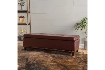 Streamdale Furniture Baltimore Contemporary Tufted Storage Ottoman With Nailhead Trim