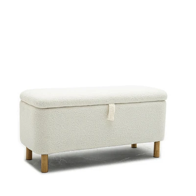 Soft Boucle Upholstered Storage Ottoman