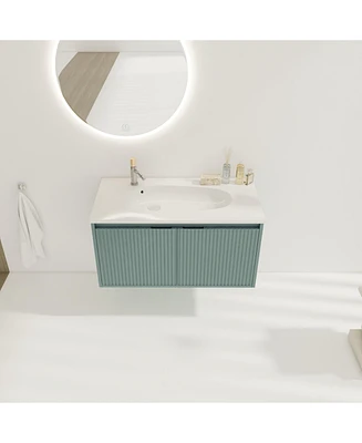 36" Floating Vanity with Drop-Shaped Resin Sink