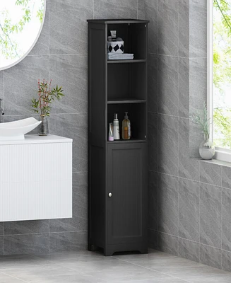Modern Bathroom Linen Tower With Faux Wood Finish