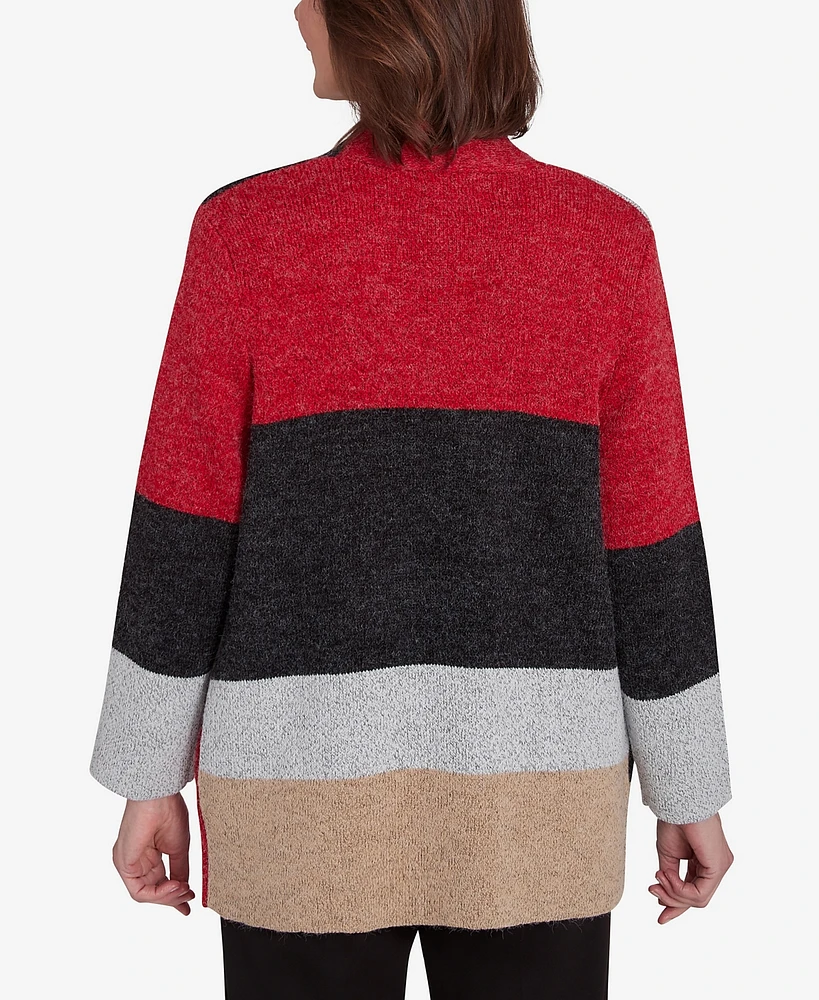 Alfred Dunner Runway Ready Women's Color Block Cozy Cardigan