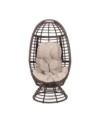 Rafael Outdoor Wicker Swivel Egg Chair With Cushion