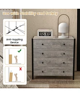 Slickblue 4-Drawer Dresser Modern Wooden Chest of Drawers for Bedroom Living Room