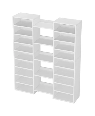 Tribesigns 14-Tier Shoe Rack, Freestanding Tall Shoe Shelf, White Wooden Shoe Storage Cabinet with 22 Open Cubbies, 46 Pairs Wide Entryway Shoe Organi
