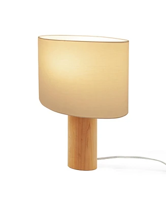 Mia Led Table Lamp with Maple Wood Base, Bulb Included (16")