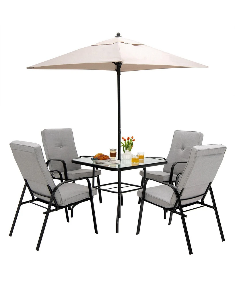 Givimo 5 Feet Patio Square Market Table Umbrella Shelter with 4 Sturdy Ribs