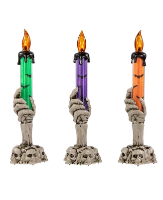 Northlight Lighted Skeleton Hand Halloween Candles - 8.25" - Set of 3
