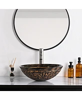 Aquaterior Tempered Glass Vessel Sink Antique Totem w/ Orb Faucet Mounting Ring