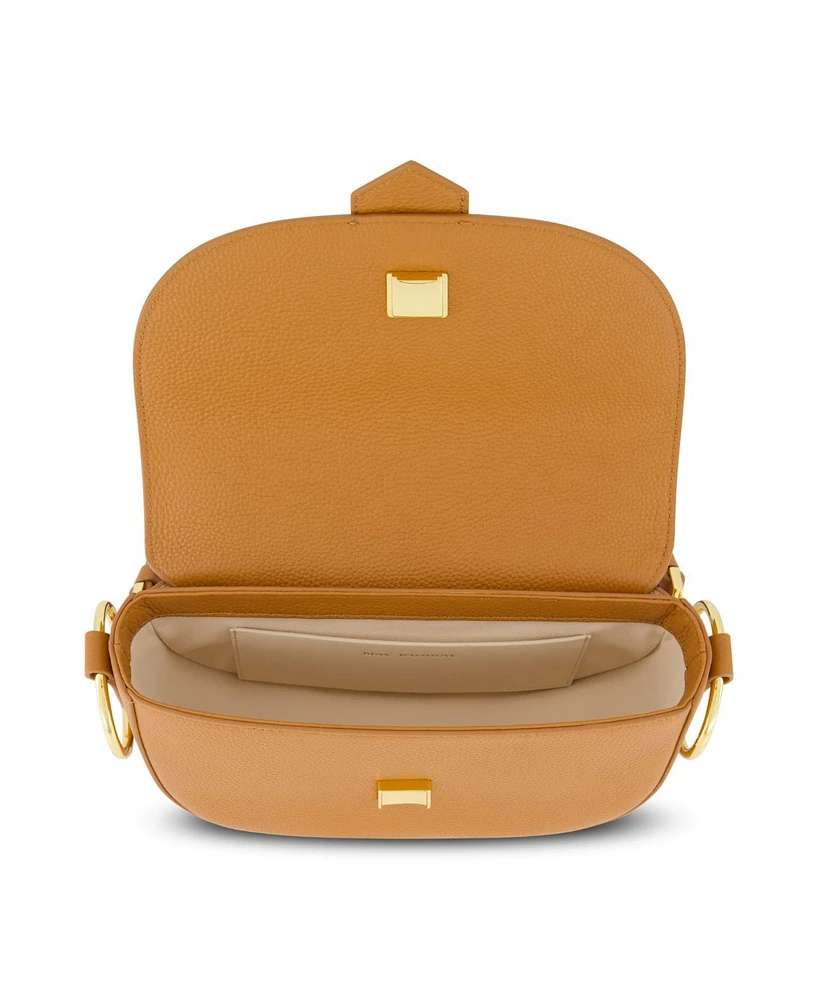 Gold Plated Hardware Grain Leather Saddle Bag