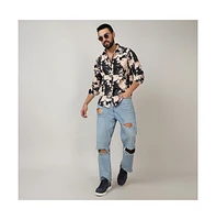 Men's Beige & Black Paint Strokes Shirt