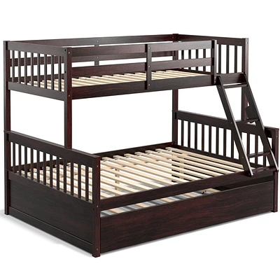 Sugift Twin Over Full Convertible Bunk Bed with Trundle