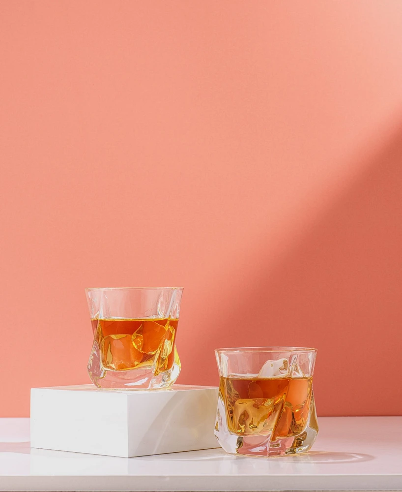 JoyJolt Aurora Whiskey Glasses, Set of 2