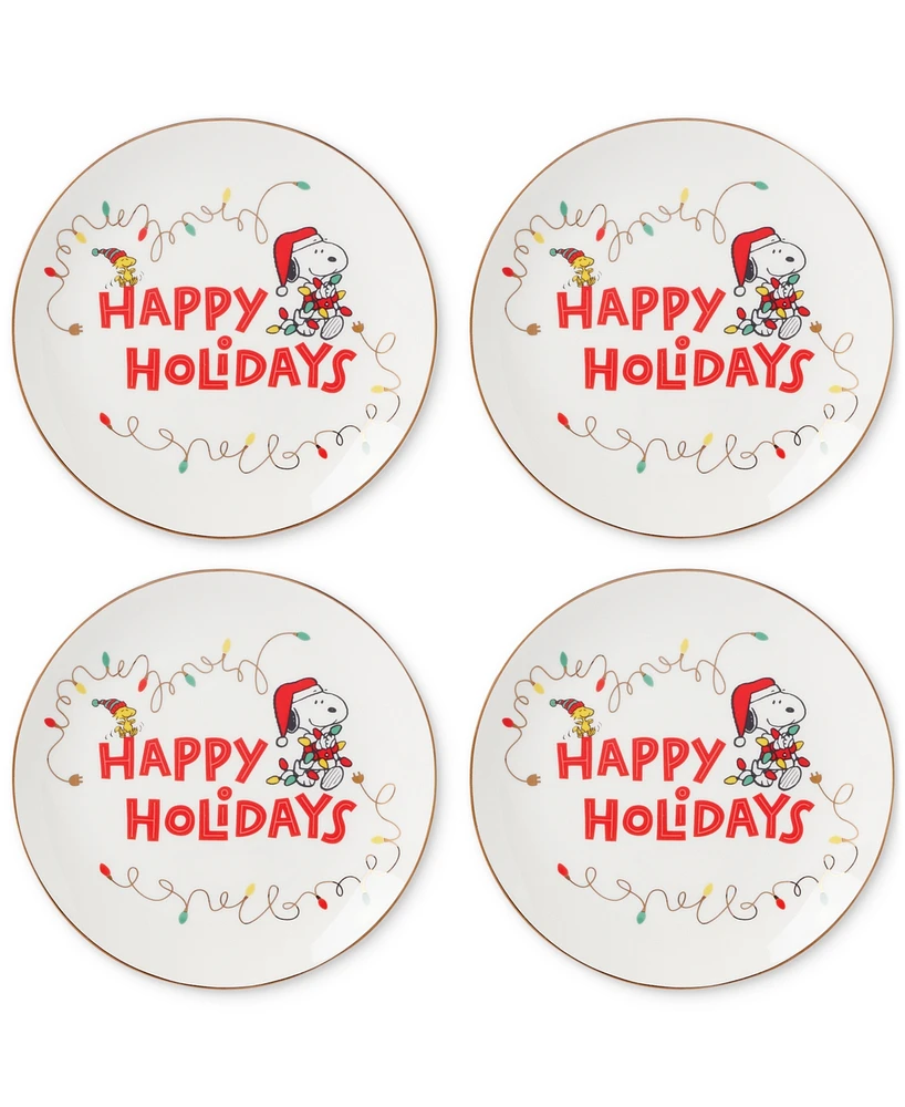 Lenox Snoopy & Woodstock Holiday Accent Plates, Set of 4