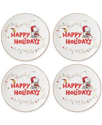 Lenox Snoopy & Woodstock Holiday Accent Plates, Set of 4
