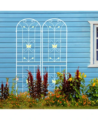 2 Pack 86.7" Rustproof Metal Garden Trellis for Climbing Plants