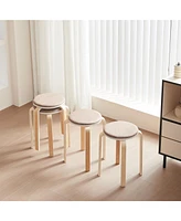 Set of 4 Stackable Wood Stools for Dining, Kitchen, Classroom (Coffee)