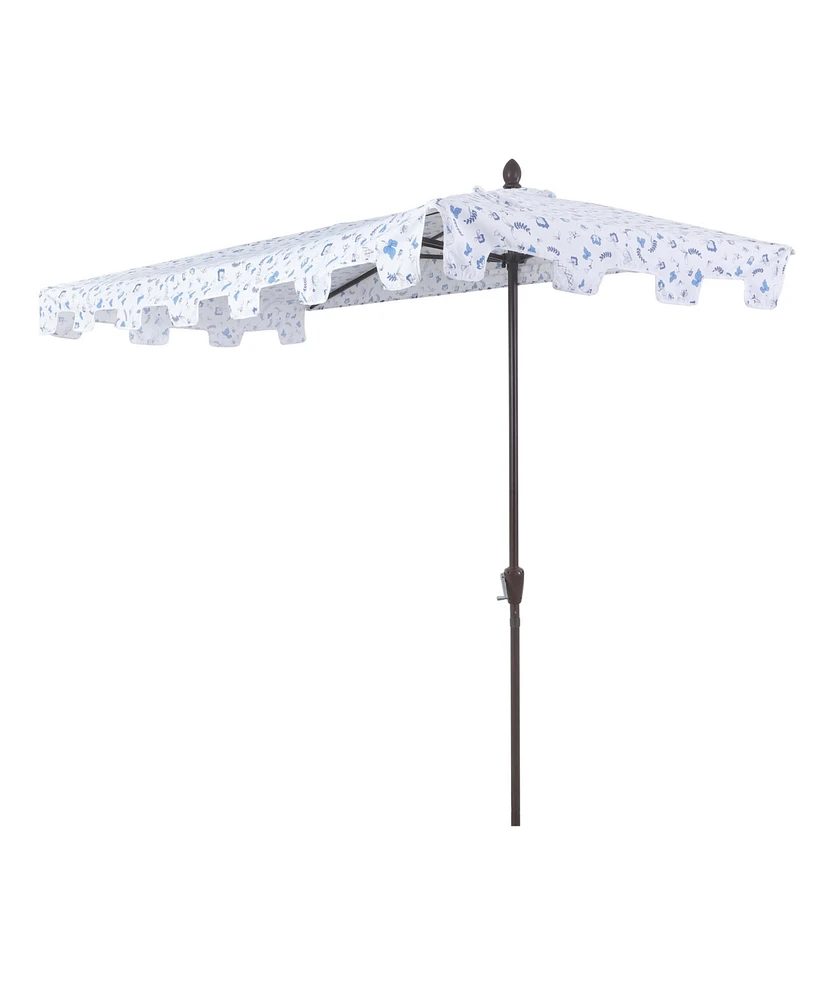 Jonathan Y 9ft Rectangular Half Market Patio Umbrella Crank, Wind Vent Uv Protection