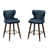 Mid-Century Modern Suede-Like Counter Height Stools (Set of 2)