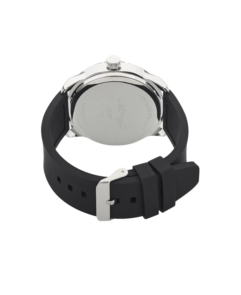 Ed Hardy Men's Matte Black Silicone Strap Analog Watch 47mm