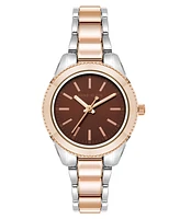 Anne Klein Women's Quartz Minimalist Contemporary Tri-Tone Alloy Metal Watch, 32mm