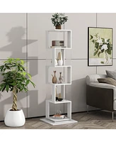 Simplie Fun 5-Tier Rotating Bookshelf with Acrylic Shelves and Anti-Toppling Base