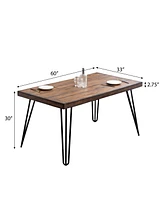 7-Piece Dining Set, Hairpin Dining Table with 6 Chairs, 4 Color Options